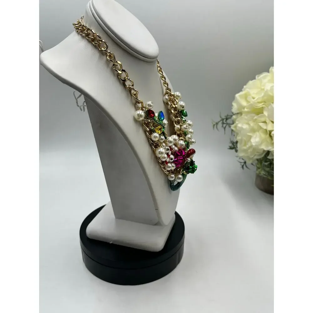 Betsey Johnson Santa‎ Mermaid Candy Cane Drama Christmas Xmas Statement Necklace